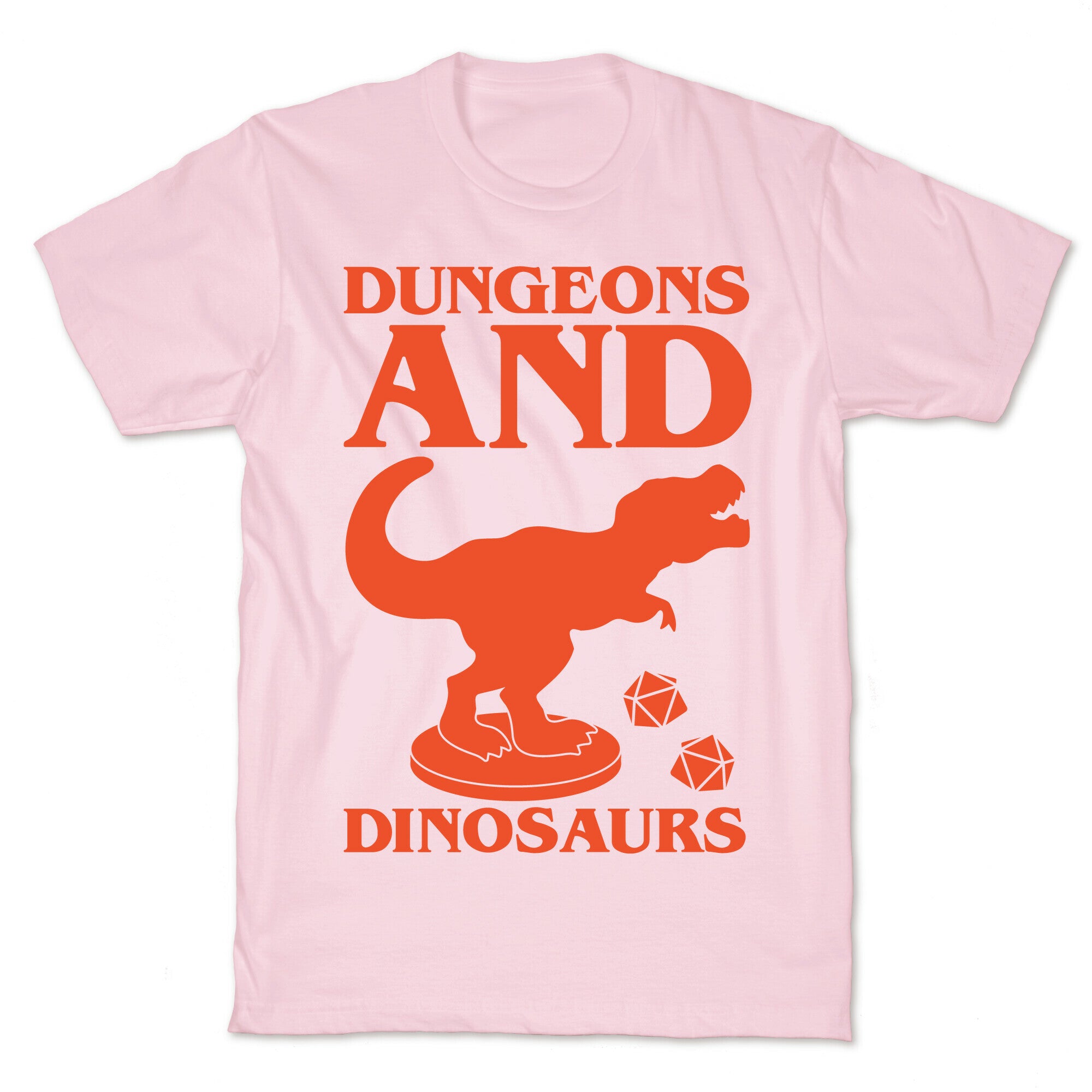 Dungeons and Dinosaurs Parody White Print T-Shirt